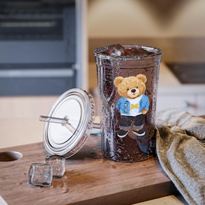 University of Michigan Bear Cup : Custom Acrylic Tumbler, U of M Game Day Drinkware, Cute College Gift for Wolverines Fans
