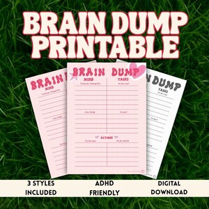 ADHD Brain Dump Printable | Mental Declutter Worksheet | Executive Function Planner Page | A4 & Letter PDF