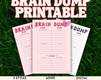 ADHD Brain Dump Printable | Mental Declutter Worksheet | Executive Function Planner Page | A4 & Letter PDF
