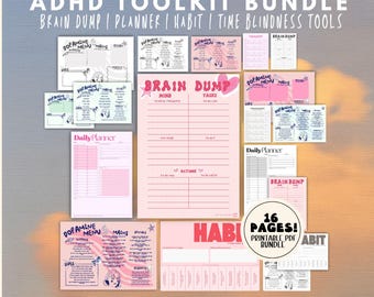 ADHD Executive Function Toolkit | Printable Planner for Adults | Brain Dump, Focus Tools, Emotional Regulation