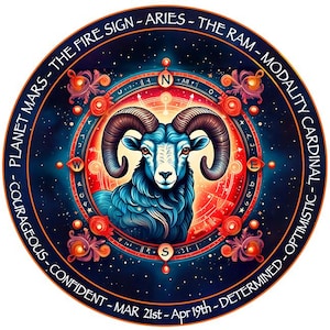 Aries Zodiac Sign PNG: Astrology Horoscope Digital Download