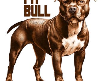 Pit Bull Illustration Set: Color & B/W PNG Downloads