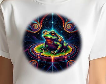 Kosmischer Frosch auf Seerosenblatt Epic Digital Art Download