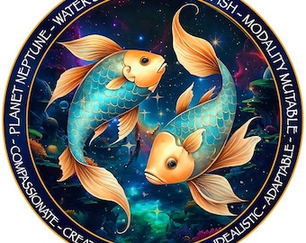 Pisces Zodiac Sign PNG: Astrology Art Digital Download
