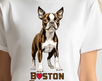 Lot PNG Boston Terrier : art numérique pour sublimation, autocollants (5 fichiers)
