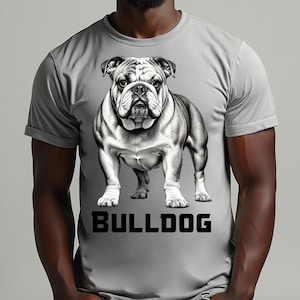 Bulldog Digital PNG Bundle 4 Files Color - B&W- With and Without Text - Digital Download Sublimation Art, Stickers, Crafts, T-Shirt Mug