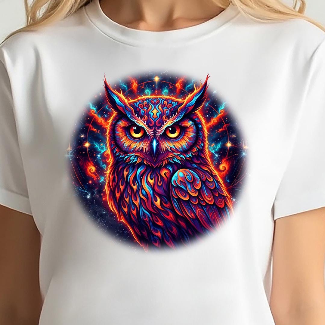 Cosmic Night Owl Digital Artwork – Instant Download