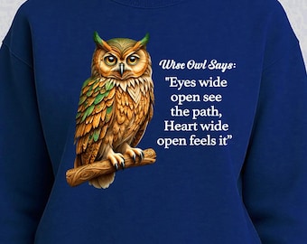 Wise Owl Says Digital Art Print | Inspirational Quote | PNG Download