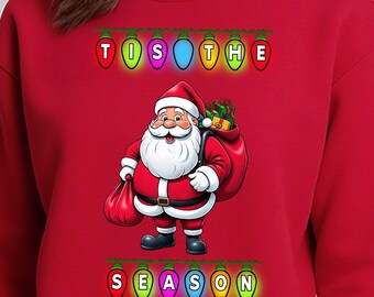 Santa 'Tis The Season' Christmas Art: Holiday PNG (Digital Download)