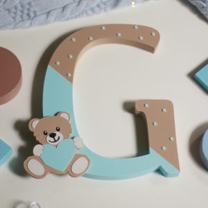 Letras y nombres para guardería con osito de peluche, regalo de nacimiento y baby shower