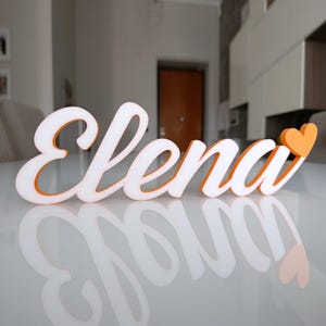 3D gepersonaliseerde naam met hart, deurnaam, wiegnaam, geboortecadeau, verjaardagscadeau