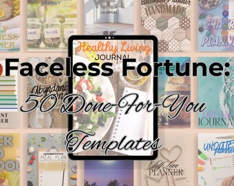 Faceless Content Templates and Planners | 50 Canva Templates for Digital Products & Passive Income MRR PLR