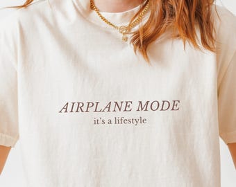 Airplane Mode Shirt: Whimsical Literary Tee, Minimalist Vintage Comfort Colors T-Shirt, Introvert Humor
