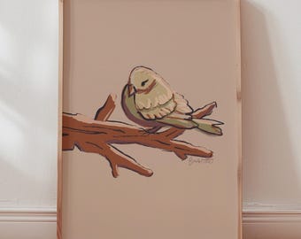 Bird Print: Whimsical Bird Wall Art, Cottagecore Nursery Decor, Kids Room Printable, Boho Animal Illustration, (Digital Download, Printable)