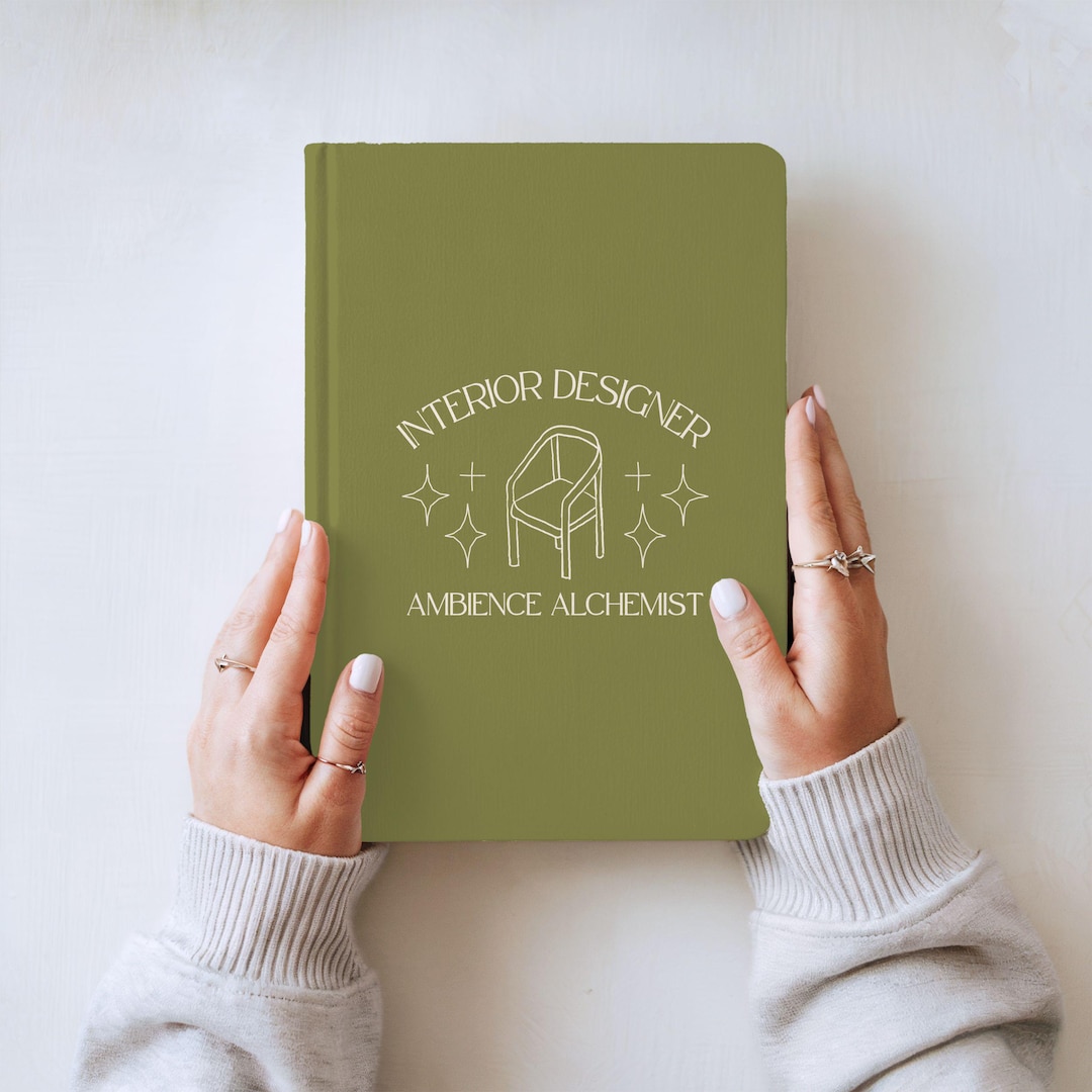 Interior Designer Notebook: Olive Green Lined Journal, Hardcover ...
