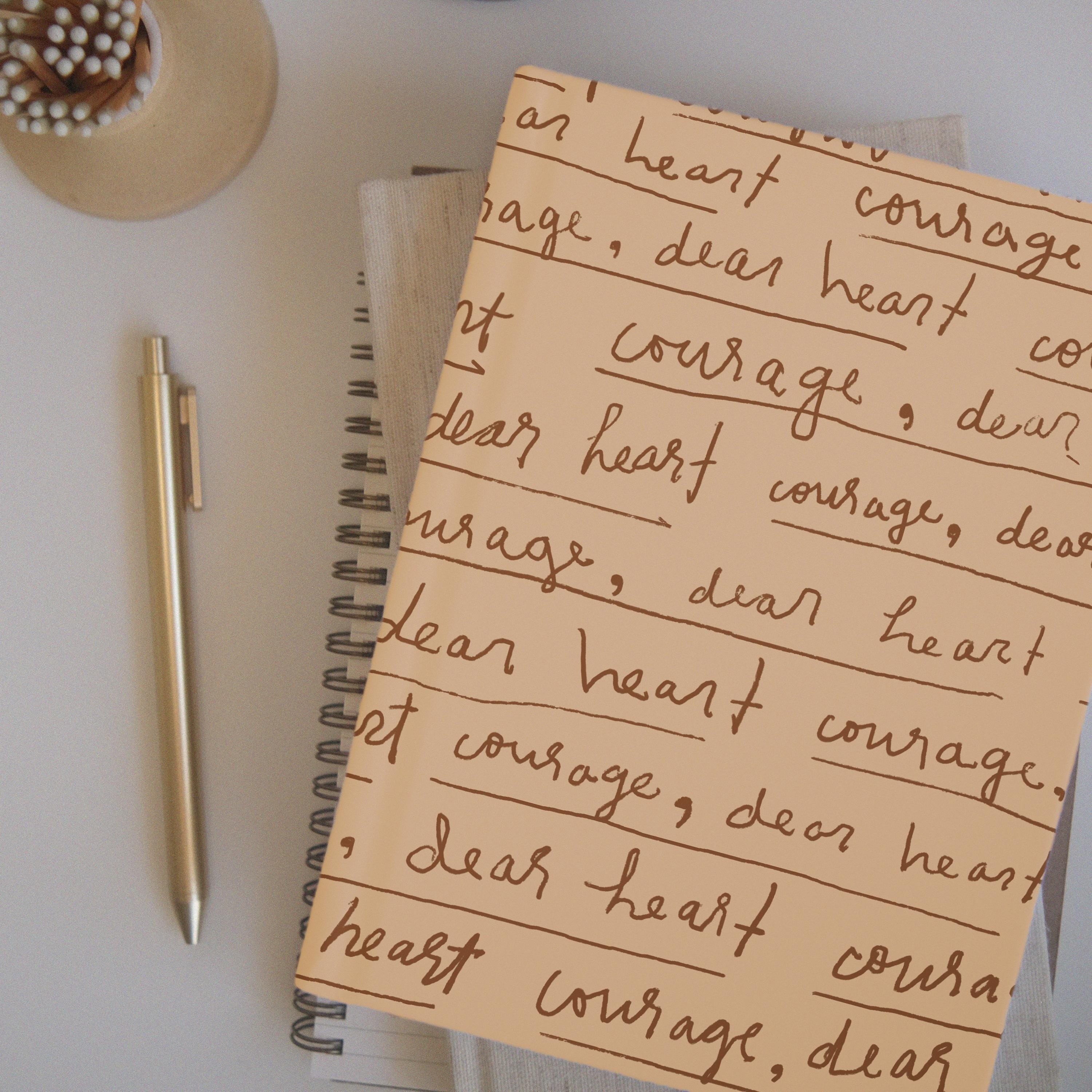 Courage Dear Heart Handwritten Quote Journal: Minimal Peach Lined ...