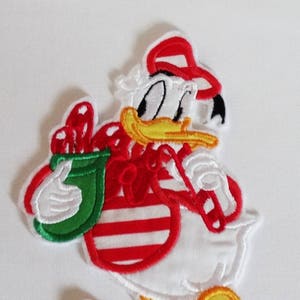 Ready to Ship RTS Boutique Custom Gift Mickey Donald candy cane Christmas xmas embroidery Applique Patch DIY 5x7