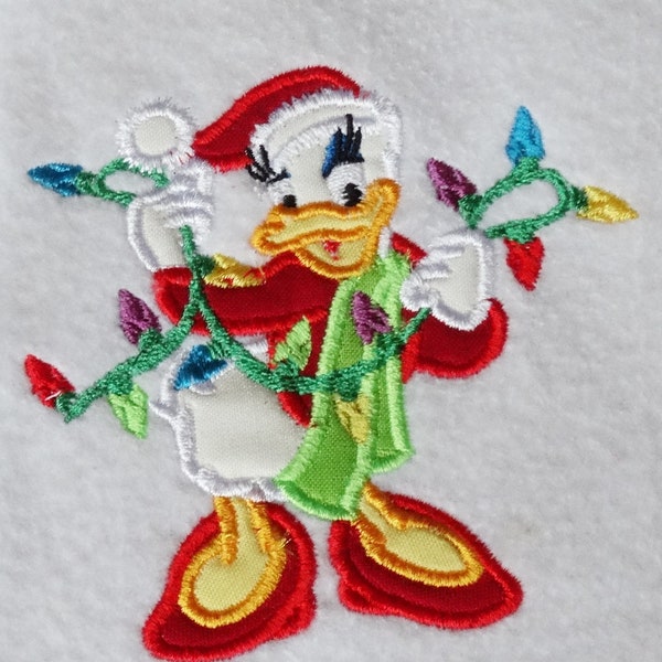 RTS Ready to ship Custom made Daisy Duck Christmas applique iron on patch 4x4 and 5x7 xmas lights Santa