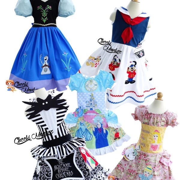 Boutique Custom made theme Magical Applique Ott Dress princess Witch Sailor mouse Cinderella vacation pageant 2 3 4 5 6 7 8 9 10 12 14