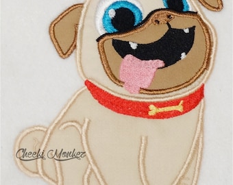 Ready to Ship RTS Boutique Custom Puppy Pals Rolly dog embroidery Applique Patch DIY sm and lg iron on