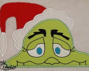 Ready to Ship RTS Boutique Custom Grinchy Peeker inspired embroidery Applique Iron On Patch DIY 5x7