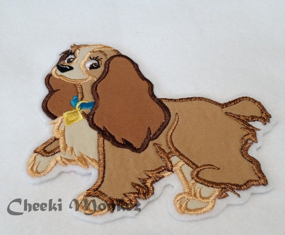Custom made Lady inspired from tramp dog applique embroidery patch 5x7 4x4 lg sm DIY iron on