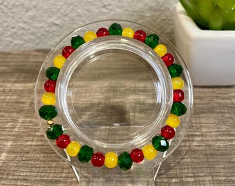 Beaded Rastafari Colors Stretch Bracelet