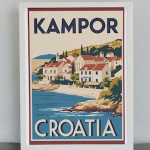 Kampor, Croatia – A4 Vintage Travel Poster (Physical Print)