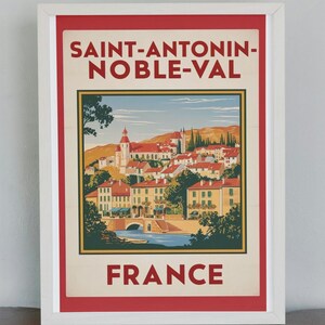 Saint-Antonin-Noble-Val, França – Pôster de viagem vintage A4 (impressão física)