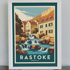 Rastoke, Croatia – A4 Vintage Travel Poster (Physical Print)