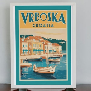 Vrboska, Croatia – A4 Vintage Travel Poster (Physical Print)