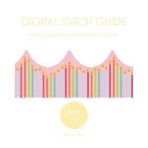 BIRTHDAY CANDLE Birthday Crown Needlepoint Digital Stitch Guide