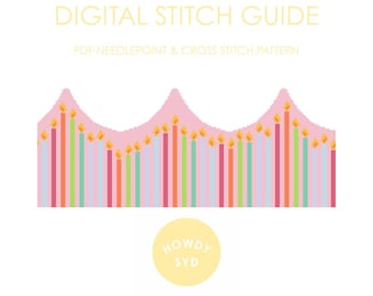 BIRTHDAY CANDLE Birthday Crown Needlepoint Digital Stitch Guide