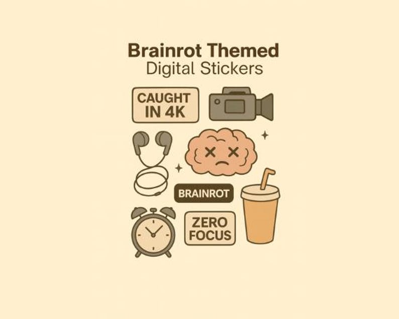 Brainrot Meme Digital Stickers: Funny Student Planner Doodles (digital ...