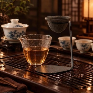 Minimalist Stone-Textured Ceramic Tea Filter, Wabi-Sabi Loose Leaf Strainer (8cm)