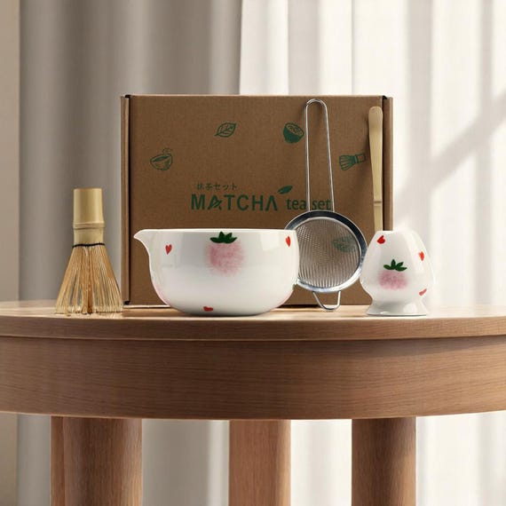 6-teiliges Matcha-Set Mit Bambus-Schneebesen, Schüssel, Sieb & Halter – Perfektes Geschenk Für Tee-Liebhaber
