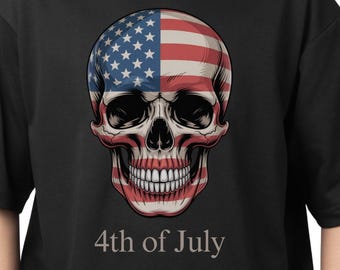 Bandera patriótica de EE. UU., calavera PNG: Clipart del 4 de julio (Descarga digital)