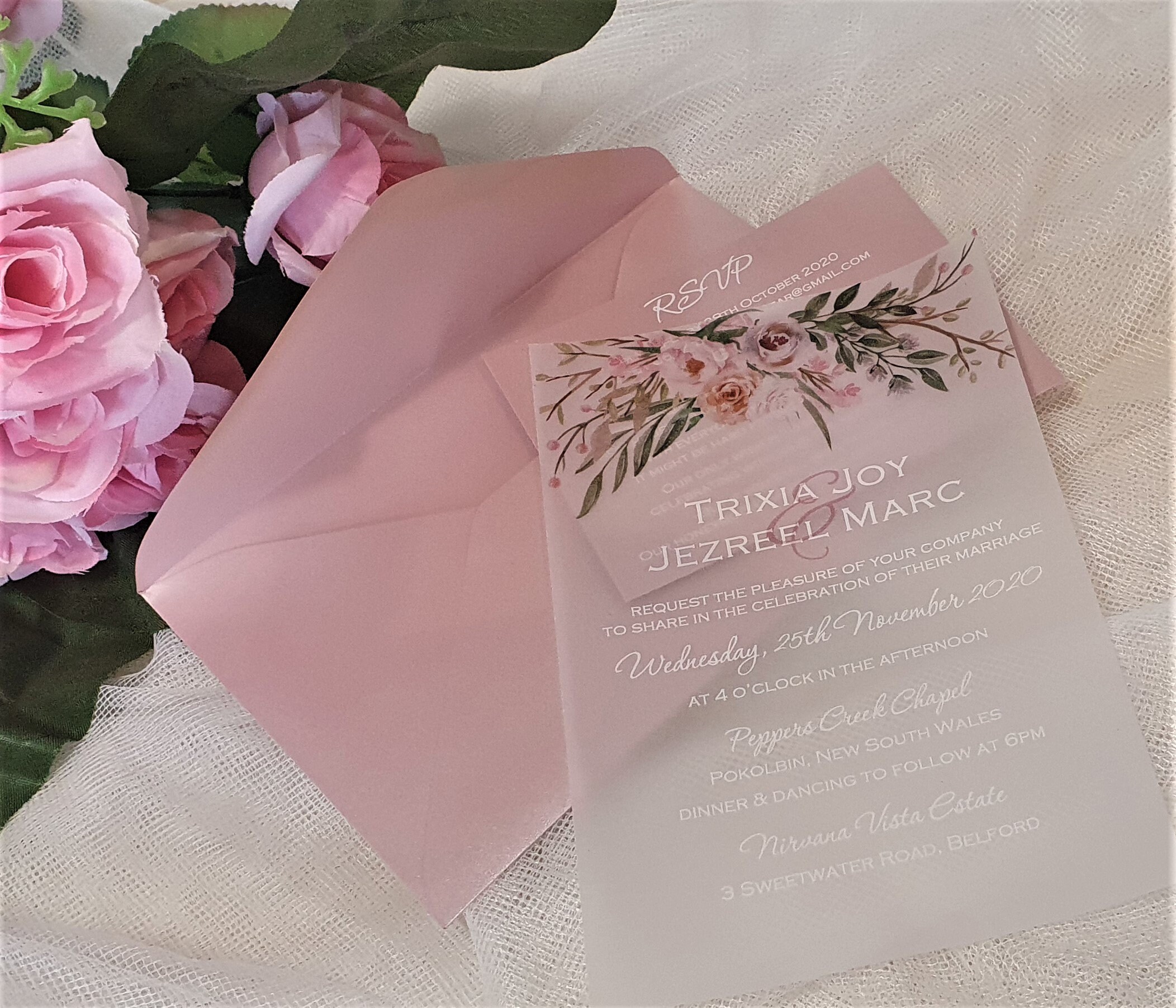 Vellum Wedding Invitations SAMPLE Etsy