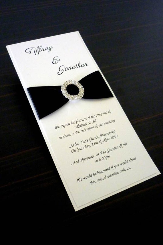 Items similar to Elegant Black & White Wedding Invitation