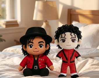 25cm Red Michael Cute Plush Doll Soft Stuffed Toy Collectible Figurine For Michael Music Fans Home Decor Indoor Decoration