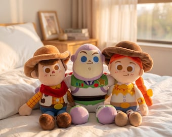 Toy Story 5 Woody Jessie Genuine Plush Toy Keychain Pixar Magnetic Holding Hands Soft Stuffed Doll Bag Charm Gift For Fans