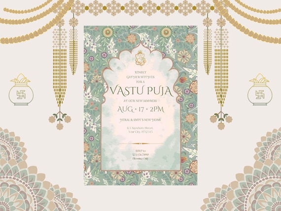 Housewarming Invitation: Indian, Vastu Puja, Griha Pravesh (Digital Download)