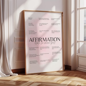 Affirmations Poster German – Self-love & Motivation – Mindfulness Wall Art Digital Print – Positive Sayings for Women and Office Decoration