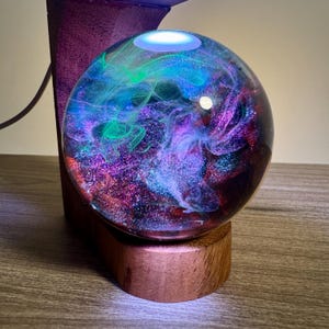 Galaxy Mist Resin Globe Lamp – Handmade LED Cosmic Sphere Light | Custom Name Gift, Nebula Glow Lamp, Unique Space Decor