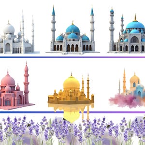 46 3D Mosque Clipart PNGs – Islamic Architecture Clip Art Bundle – Transparent Background – Ramadan & Eid Digital Art