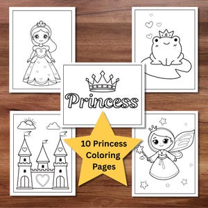 Girls Princess Coloring Pages Birthday Party Activity Fun Rainy Day Indoor Coloring for Kids Digital Download Crafts