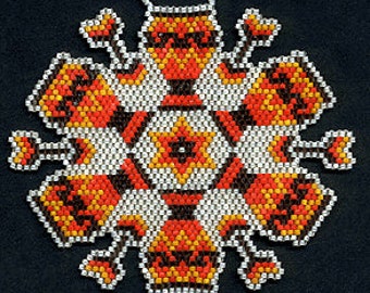 Digital PDF File Set of 5 Bead Stitch Patterns in Brick Stitch Beaded Kaleidoscope Ornaments Suncatchers