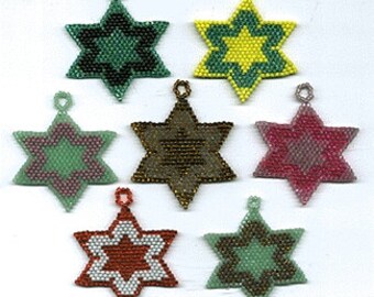 Digital PDF File Set of 2 Bead Stitch Patterns in Brick/Peyote Beaded Ornament Stars Accessories Jewelry