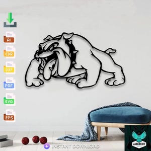 Bulldog Design laser cut svg dxf files wall sticker engraving decal silhouette template cnc cutting laser digital vector instant download