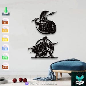 Spartacus svg, Gladiator Svg, Spartan Warrior laser cut wall art sticker engraving decal silhouette template cnc cut digital vector download